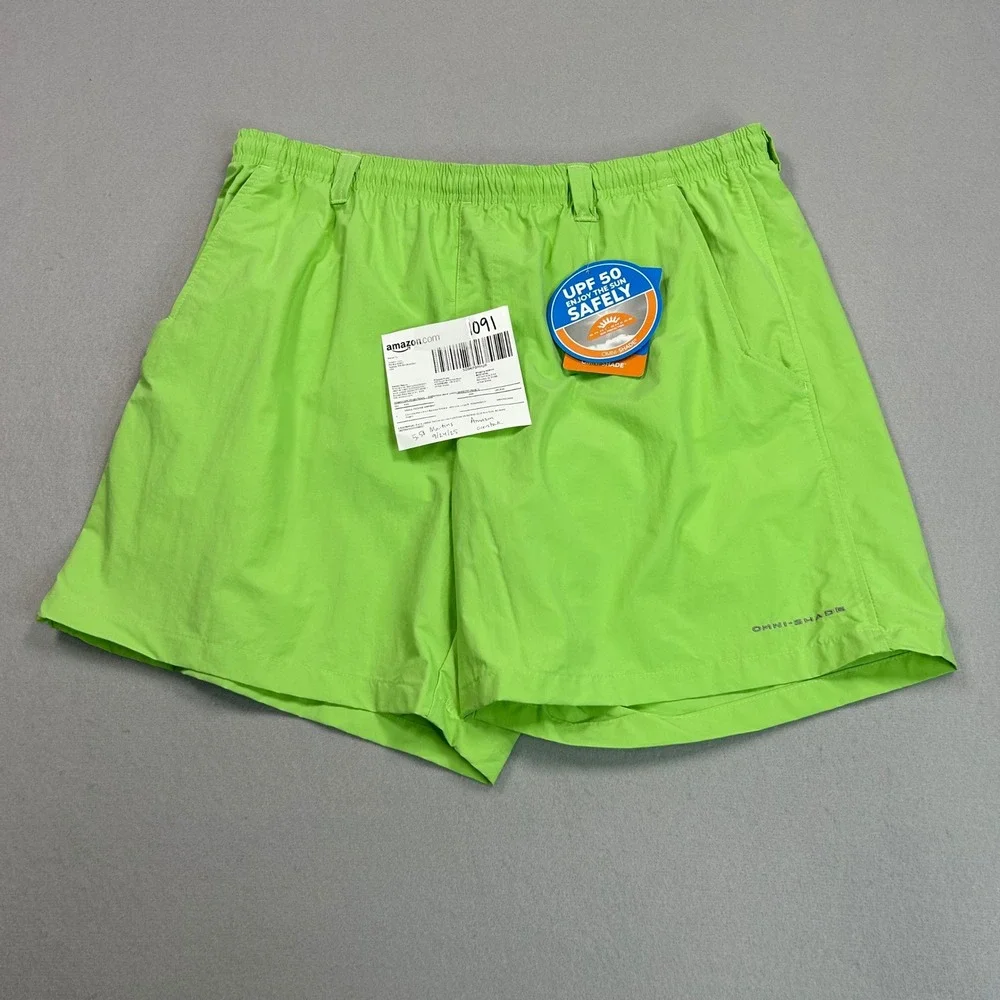 Columbia Backcast III Water Short Mens L Lime Green Omni-Shade UPF 50 FM4009-332